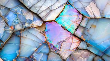 Textured opal background featuring iridescent colors and intricate patterns in natural formations photo