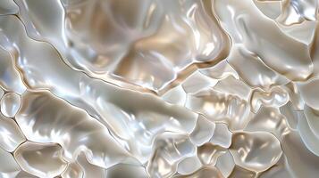 Abstract texture of shimmering pearly material reflecting soft light in a close-up view photo