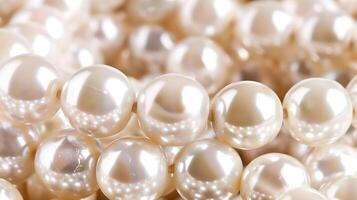 Pearl background showcasing lustrous pearls in a close-up with soft lighting and texture details photo