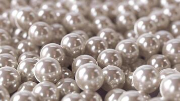 Lustrous pearls scattered on a soft background, creating an elegant and serene atmosphere photo