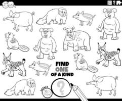 one of a kind game with funny animals coloring page vector