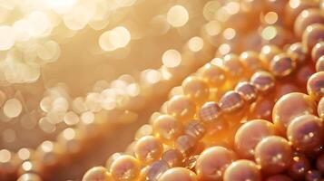 Delicate pearls shimmer against a warm background during a soft afternoon light display photo