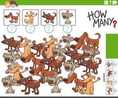 how many counting game with cartoon dogs animal characters vector