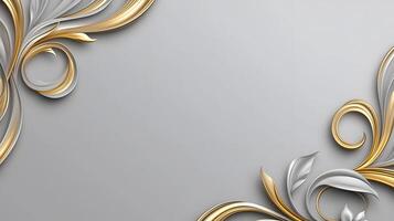 Elegant Rococo floral relief design in white and gold, perfect for background decoration photo