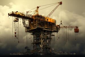 Operational Tower crane sky. Generate Ai photo