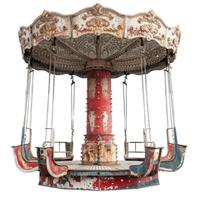 Vintage carousel with empty seats on transparent background photo