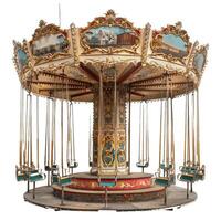Vintage chain swing ride isolated on white background photo