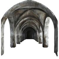 Gothic archway creating tunnel effect with sunlight photo