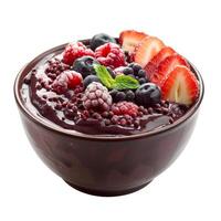 Mixed berry acai bowl on transparent background photo