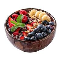 Delicious acai bowl with fresh fruits and granola in a bowl photo