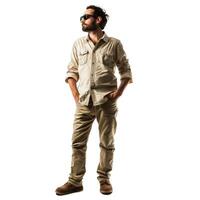Confident man in casual outfit with transparent background photo