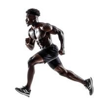 Athletic male runner mid stride on transparent background photo