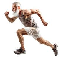 Senior man running on transparent background photo