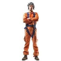 Confident construction worker isolated on transparent background photo