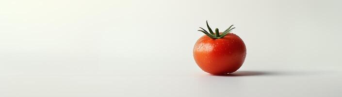 Wet red tomato on a white background with space for text photo
