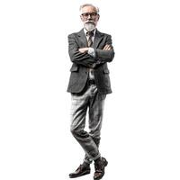 Fulllength portrait of an elderly businessman with crossed arms on a transparent background photo