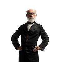 Confident senior man in classic attire on transparent background photo
