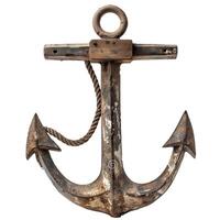 Vintage rustic anchor on transparent background photo