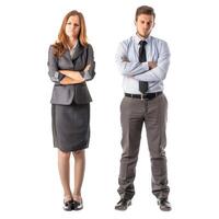 Confident business duo with crossed arms on transparent background photo