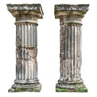 Ancient weathered columns isolated on transparent background photo