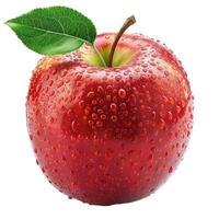 Fresh red apple with water drops isolated on transparent background photo