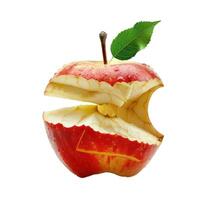 Fresh split apple with leaf on transparent background photo