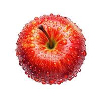 Red apple covered with water droplets on white background photo