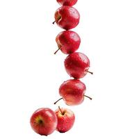 Fresh red apples with water drops on transparent background photo
