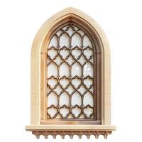 Gothic arched window isolated on transparent background photo