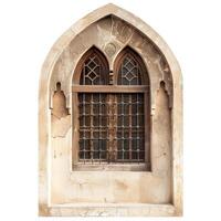 Old arched window showing moorish influence with iron grating photo
