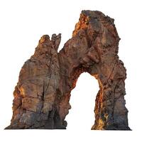 Natural arch forming a passage between two cliffs during golden hour photo