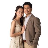 Elegant couple posing together on transparent background photo