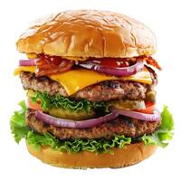 Appetizing cheeseburger with transparent background photo