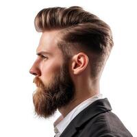 Stylish bearded man on transparent background photo