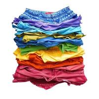 Stack of colorful cotton shorts representing diversity and inclusion photo