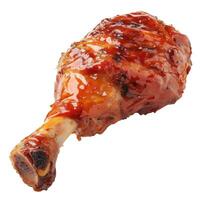 Delicious glazed turkey leg isolated on white background photo