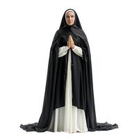 Nun in prayer on transparent background photo