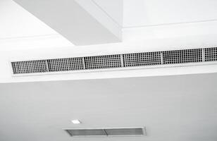 Air flow and ventilation system. Air Handling Units on ceiling walls for efficient cooling. Building ventilation. Air Handling Units and climate control systems. Ceiling-mounted ventilation units. photo
