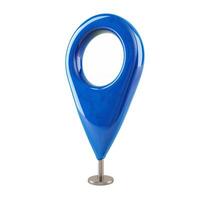 Blue location pin pointing showing navigation and position photo