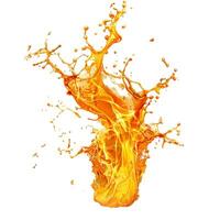 Refreshing orange juice splashing and creating an abstract shape photo