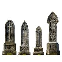 Set of four antique style grave markers on a transparent background photo