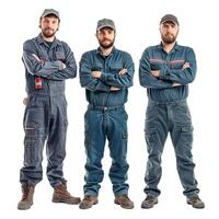Confident mechanics in uniform with transparent background photo