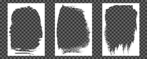 Set of grunge frames for photo collage. Template with brush stroke. Rectangular old rough edge effect border for picture overlay vector