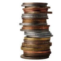 Stack of old and worn coins representing savings and investment photo