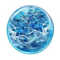 Blue gel or serum texture with bubbles in round shape showing the concept of skincare photo