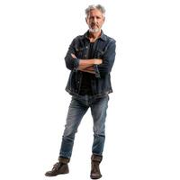 Confident senior man in casual attire with arms crossed photo