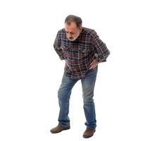 Man with back pain isolated on transparent background photo