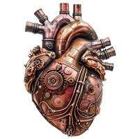 Mechanical heart is pumping, showing gears and cogs photo