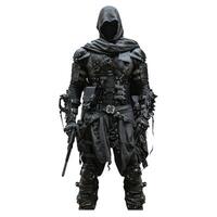 Mysterious warrior in full armor on transparent background photo