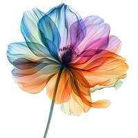 Artistic colorful flower with visible structure on white background photo